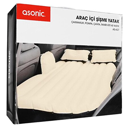 Asonic As-A27 Elektrikli Çakmak Pompa+Yastık Tamir Seti+Çanta Hediyeli Araç içi Şişme Yatak - 36193