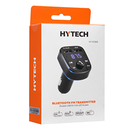 Hytech HY-XCB35 Çift USB 5V 3.1A LED Ekran USB Siyah Bluetooth Fm Transmitter