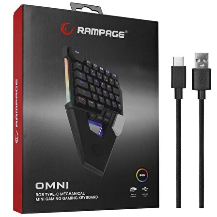 Rampage KB-277 OMNI Siyah Örgülü Type C RGB 6 Farklı Aydınlatma Modu Q Mini Gaming Oyuncu Klavyesi