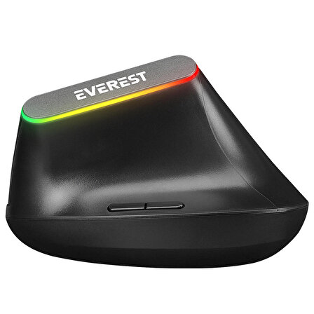 Everest SMW-618 RGB Işıklı Ergonomik Dikey Tutuşlu Vertical Siyah Kablosuz Mouse