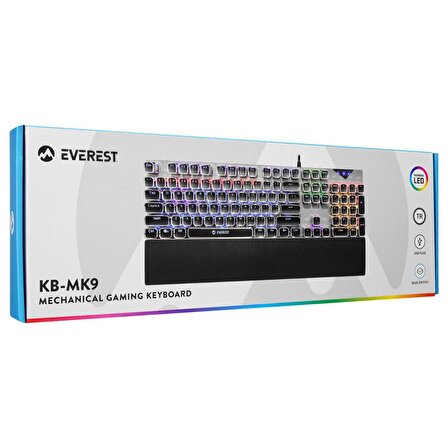 Everest KB-MK9 RGB Blue Switch Mekanik Siyah Oyuncu Klavyesi