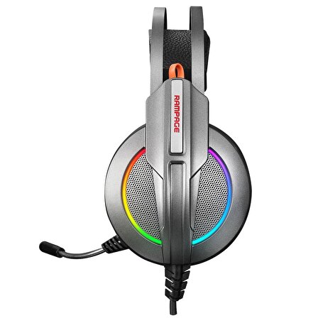 Rampage RM-K6 STARK PLUS USB 7.1 Double RGB Metalik Gri Surround Gaming Oyuncu Mikrofonlu Kulaklığı