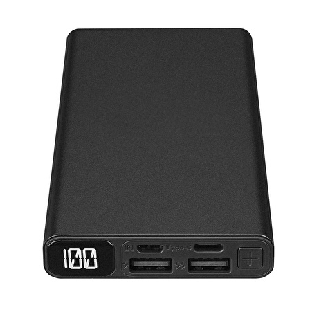 S-Link IP-K27 10000MAH 2*usb Micro Type-C Metal Kasa Siyah LCD Ekranlı Taşınabilir Pil Şarj Cihazı