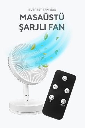 Efn-600 Masaüstü Taşınabilir Şarjlı Beyaz 2000mah Usb Fan