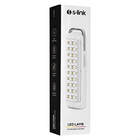 S-Link SL-3652 Beyaz 40 SMD Ledli 4V 1000Mah Şarjlı Acil Durum Işıldağı - 37798