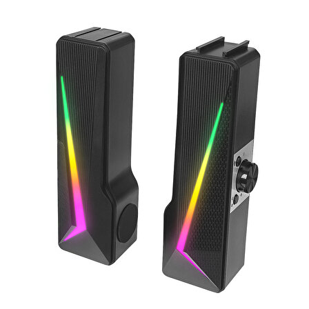 Mikado MD-S157 2.0 10W RGB Ledli Oyuncu Siyah USB SoundBar 2.0 Speaker