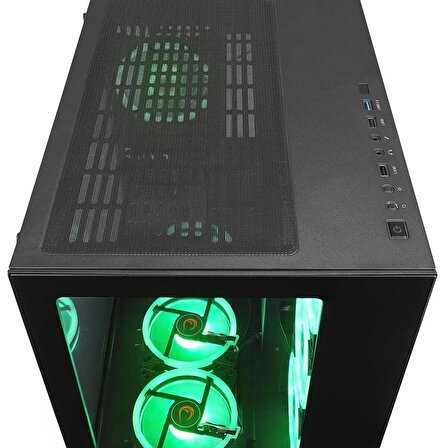 Rampage ICEWAVE Siyah Temperli Camlı 7*12cm ARGB Fan+Kontrolcü Transparan E-ATX Mid-T Gaming Oyuncu Kasası