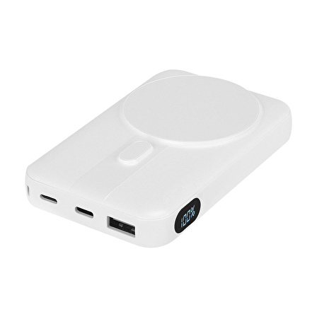 S-Link M110 10.000mAh MagSafe 15W + 22.5W PD Hızlı Şarj LCD Göstergeli PowerBank BEYAZ 39433