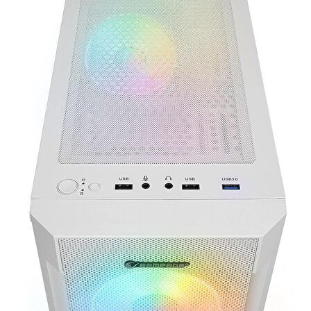 Rampage VIGILANT Mesh 650W 80+ BRONZE Beyaz Temperli Camlı 4x12cm RGB Fan ATX Mid-T Gaming Oyuncu Kasası
