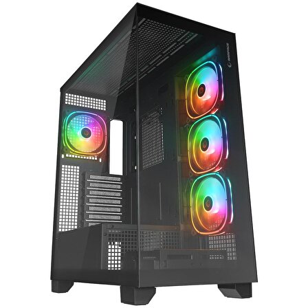 Rampage HYDRA V1 BLACK Type-C+USB3.0+USB2.0 4*ARGB Fan+Hub E-ATX Exclusive Gaming Kasa