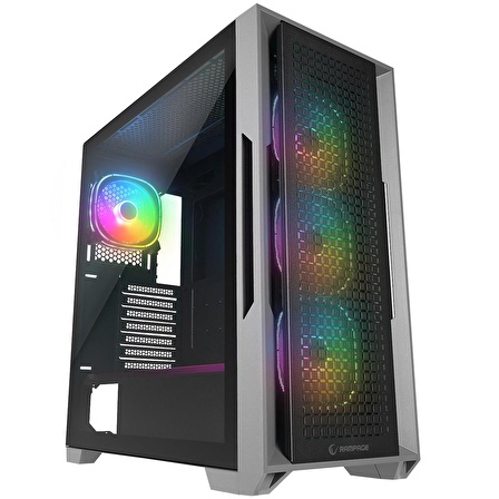 Rampage RADIANT V1 BLACK 2* USB3.0 Temperli 4*ARGB Fan+Hub E-ATX Exclusive Gaming Kasa