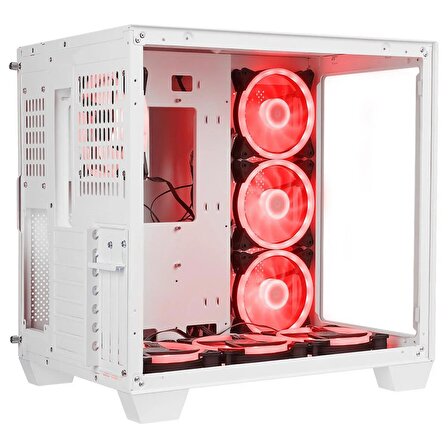 Rampage ICEWAVE Beyaz Temperli Camlı 7*12cm ARGB Fan+Kontrolcü Transparan E-ATX Mid-T Gaming Oyuncu Kasası