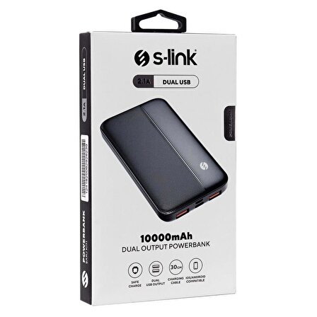 S-link IP-G10N 10000mAh Micro+Type C Girişli Powerbank Siyah Taşınabilir Pil Şarj Cihazı