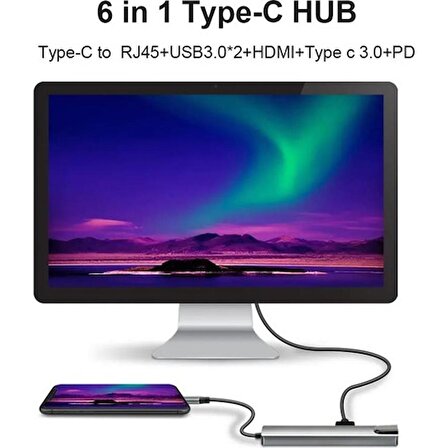 SENSEI TYPE-C 6IN1 HDMI COK FONKSIYONLU USB 3.0 DOCK STATION