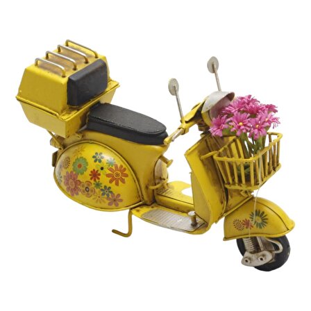 T.Concept Dekoratif  El Yapımı Eskitme Sepetli Scooter Sarı