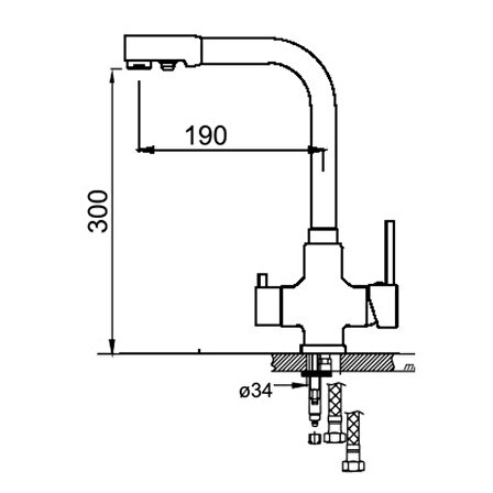 Cms Su Arıtmalı Mutfak Bataryası 3 Su Çıkışlı Mutfak Musluğu Arıtma Suyu Bağlantılı Evye Bataryası 9950