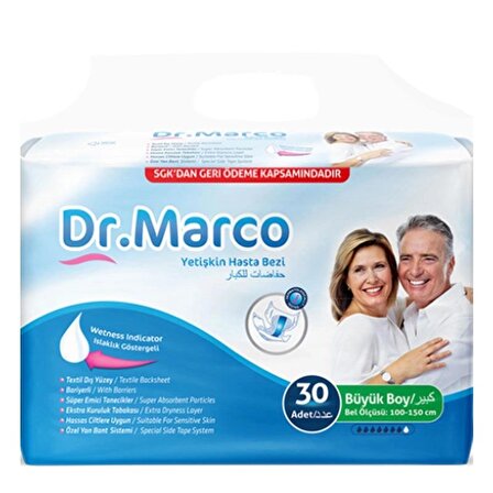Dr.Marco Yetişkin Hasta Bezi 30 Adet - Büyük Boy 8680131203598