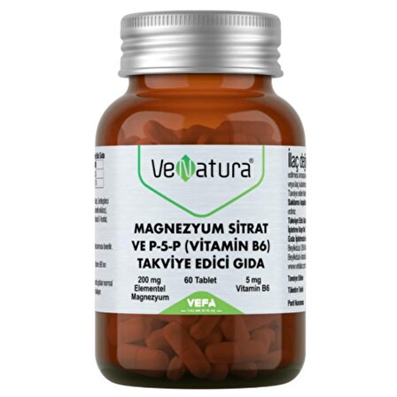 Venatura Magnezyum Sitrat Ve P-5-P Vitamin B6 - Takviye Edici Gida 60 Tablet