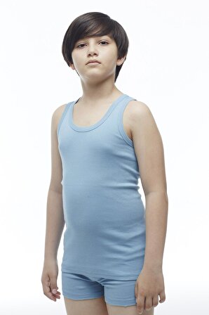Erkek Çocuk Pamuklu Ribana Klasi̇k Renkli Atlet 6’lı Metal Mavi - 201