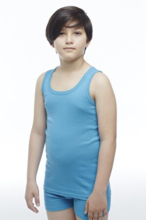 Erkek Çocuk Pamuklu Ribana Klasi̇k Renkli Atlet 6’lı Derin Mavi - 201