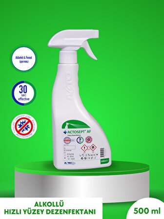 ACTOSEPT® AF 500 ml 2 adet | Kullanıma Hazır Alkollü Yüzey Dezenfektanı 30 saniyede Etkili