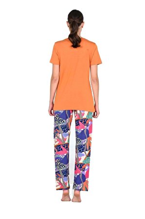 Jiber Kadın Oranj Kısa Kol Pijama Takımı 10202