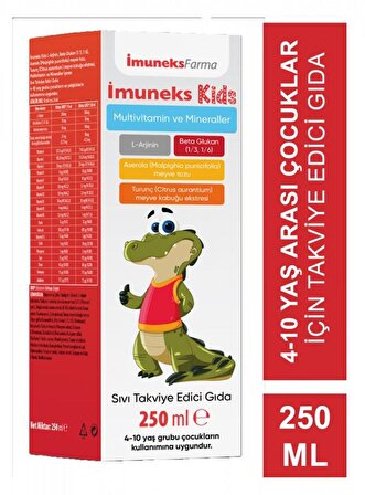 Imuneks Kids Multivitamin ve Mineraller İçeren Sıvı Takviye Edici Gıda 250 ml