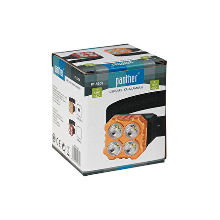 Panther PT-5208 USB Şarjlı Kafa Lambası Feneri