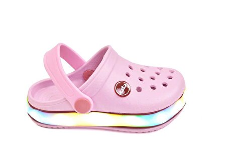 Kız Çocuk Pembe / Lila Işıklı Kaymaz Taban Hafif Terlik Sandalet