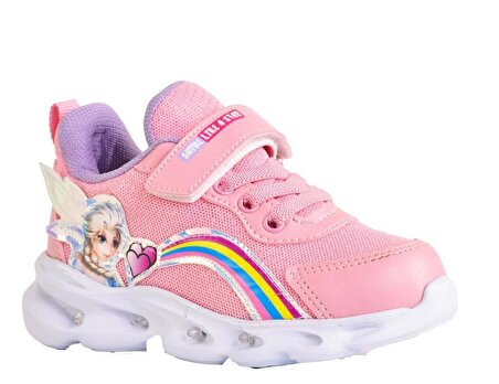 Kız Çocuk Işıklı Pembe / Beyaz Prenses  Spor Ayakkabı Sneaker