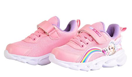 Kız Çocuk Işıklı Pembe / Beyaz Prenses  Spor Ayakkabı Sneaker