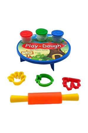 Play Dough Oyun Hamuru Seti Sofralı Merdaneli 3 Renk Hamurlu Kalıplı Oyun Hamuru Seti