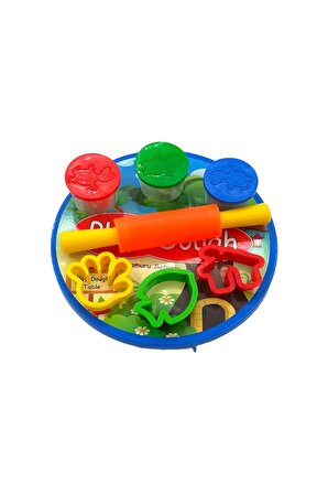 Play Dough Oyun Hamuru Seti Sofralı Merdaneli 3 Renk Hamurlu Kalıplı Oyun Hamuru Seti