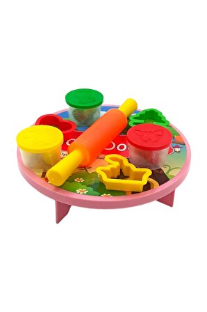 Play Dough Oyun Hamuru Seti Sofralı Merdaneli 3 Renk Hamurlu Kalıplı Oyun Hamuru Seti