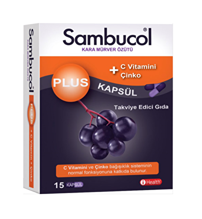 Sambucol Plus Kara Mürver C Vitamini + Çinko İçeren Takviye Edici Gıda 15 Kapsül