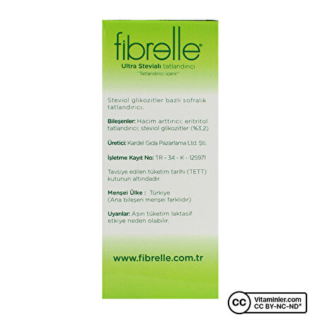 Fibrelle Ultra Stevialı Tatlandırıcı 80 Saşe x 0.5 Gr - AROMASIZ