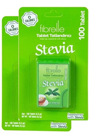 Fibrelle Stevia lı Tablet Tatlandırıcı 100'lük Kutu 2 Paket