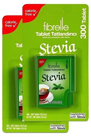 Fibrelle Stevialı Tablet Tatlandırıcı 300'lük Kutu 2 adet