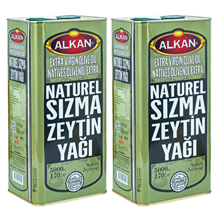 Alkan Zeytin Naturel Sızma Zeytinyağı 2 x 5 lt Teneke 