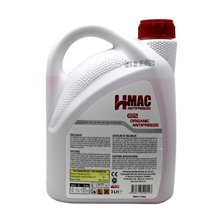 H-Mac Organik Kırmızı Antifriz -40 Derece 3 Lt