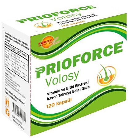 Force Nutrition Prioforce Volosy 120 Kapsül Vitamin ve Bitki Ekstresi L-Sistin Biotin