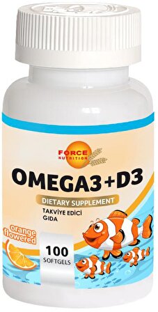 Force Nutrition Omega 3 Balık Yağı Vitamin D3 Vitamini 100 Softgel Portakal Aromalı