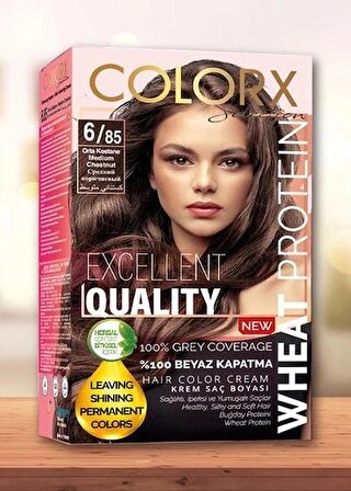 Colorx Saç Boyası Tekli Set - 6.85 ORTA KESTANE