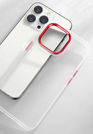iPhone 13 Pro Max Uyumlu Zore Krom Kapak-Kırmızı