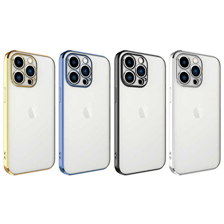 iPhone 13 Pro Uyumlu Zore Glitter Full Renkli Silikon Kapak-Mavi