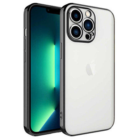 iPhone 13 Pro Max Uyumlu Zore Glitter Full Renkli Silikon Kapak-Siyah