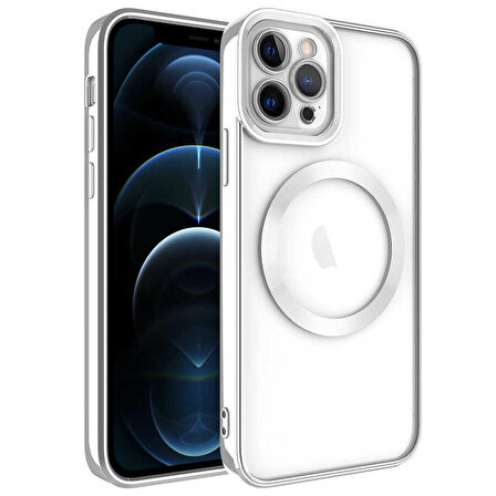 iPhone 11 Pro Uyumlu Magsafe Wireless Şarj Özellikli Zore Setro Silikon-Gümüş