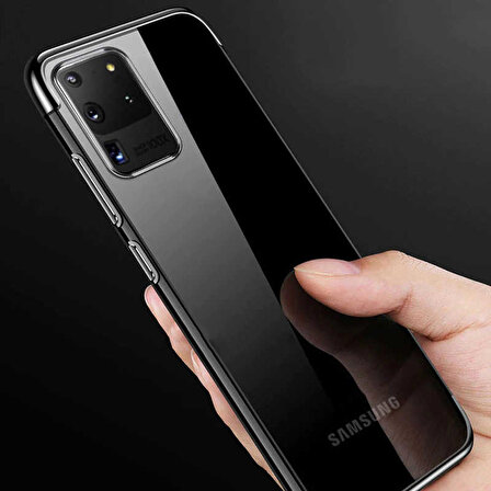 Galaxy S20 Ultra Uyumlu Zore Dört Köşeli Lazer Silikon Kapak-Mavi