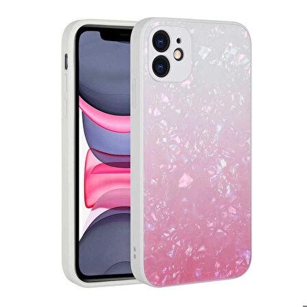iPhone 11 Uyumlu Renk Geçişli Mermer Desenli Sert Silikon Zore Granit Kapak-NO1