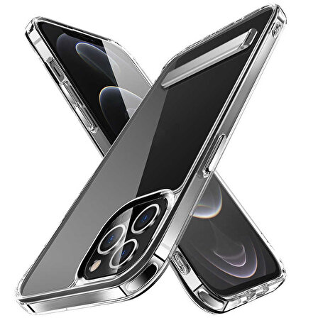 iPhone 12 Pro Max Uyumlu Standlı Şeffaf Silikon Zore L-Stand Kapak-Renksiz